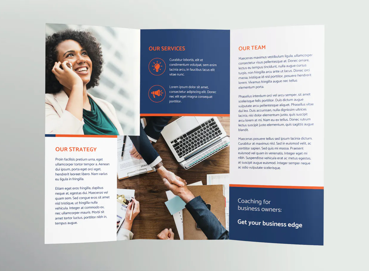 Business coach tri-fold brochure template