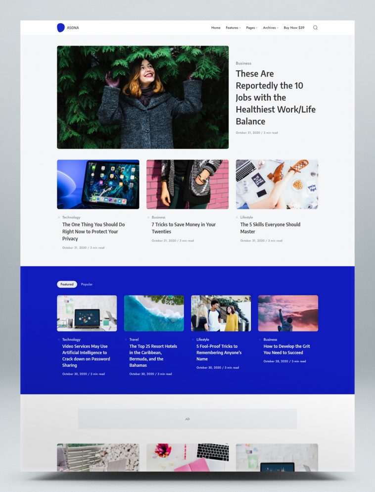 Blog and Magazine WordPress Theme • PSD design