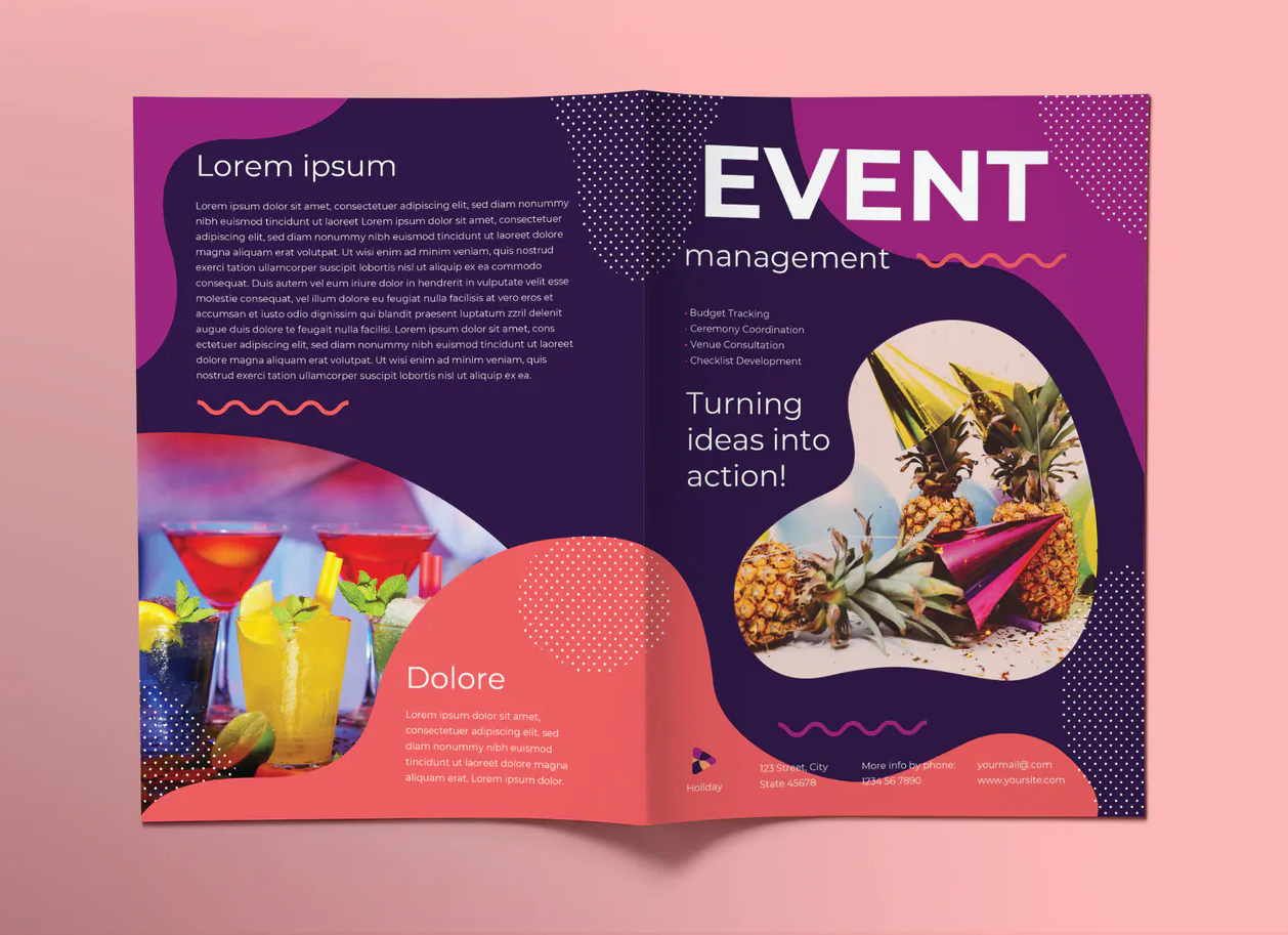 Event management bi-fold brochure template