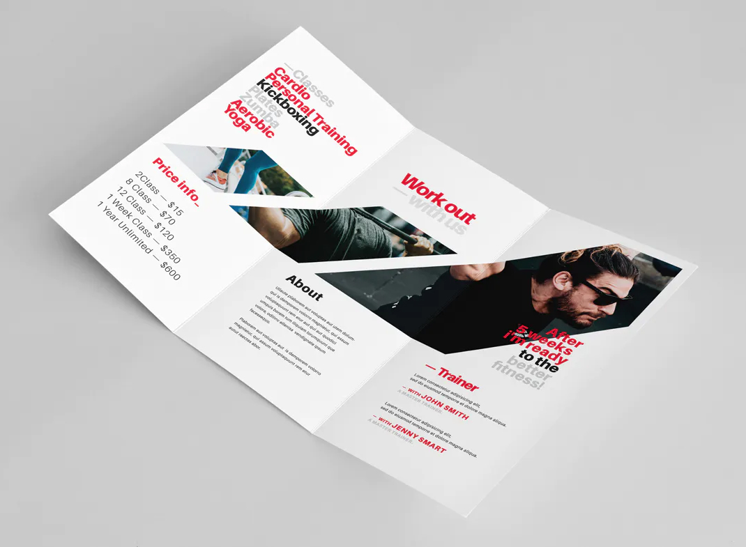 Fitness tri-fold brochure design