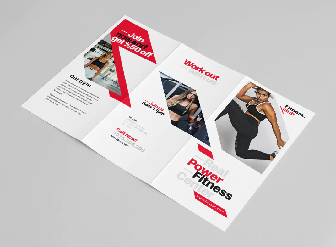Fitness tri-fold brochure template
