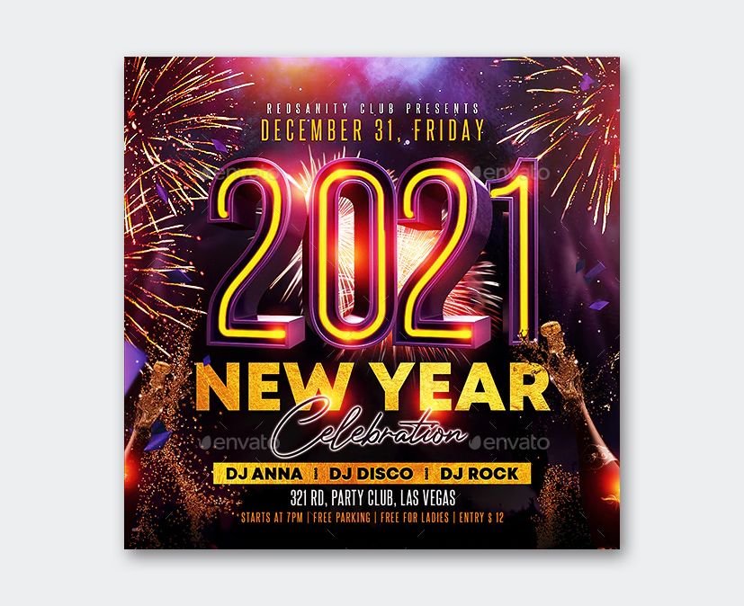 New Year flyer PSD template