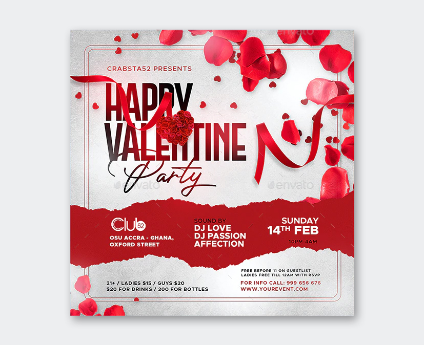 Happy Valentine Party Flyer Template
