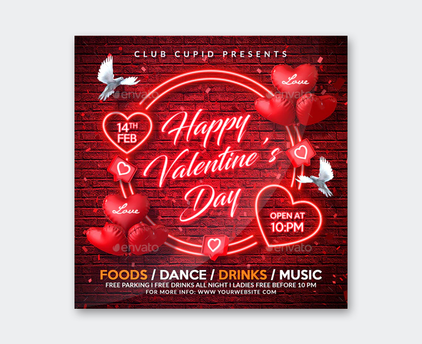 Happy Valentines Day Square Flyer Design