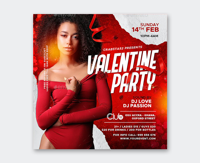 Printable Valentine Party Flyer Template