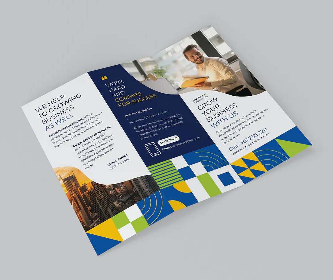 22 Best Business TriFold Brochure Templates • PSD design Within 3 Fold Brochure Template Psd