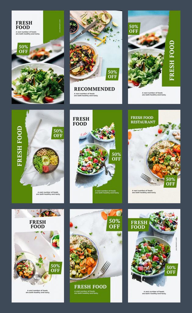 10 Food Instagram Stories Templates • PSD design