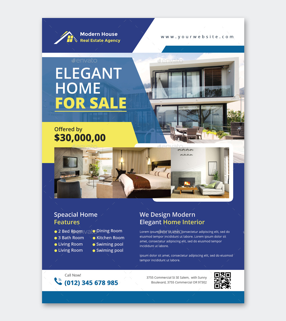 21 Modern Real Estate Flyer Templates • PSD design Within House Rental Flyer Template