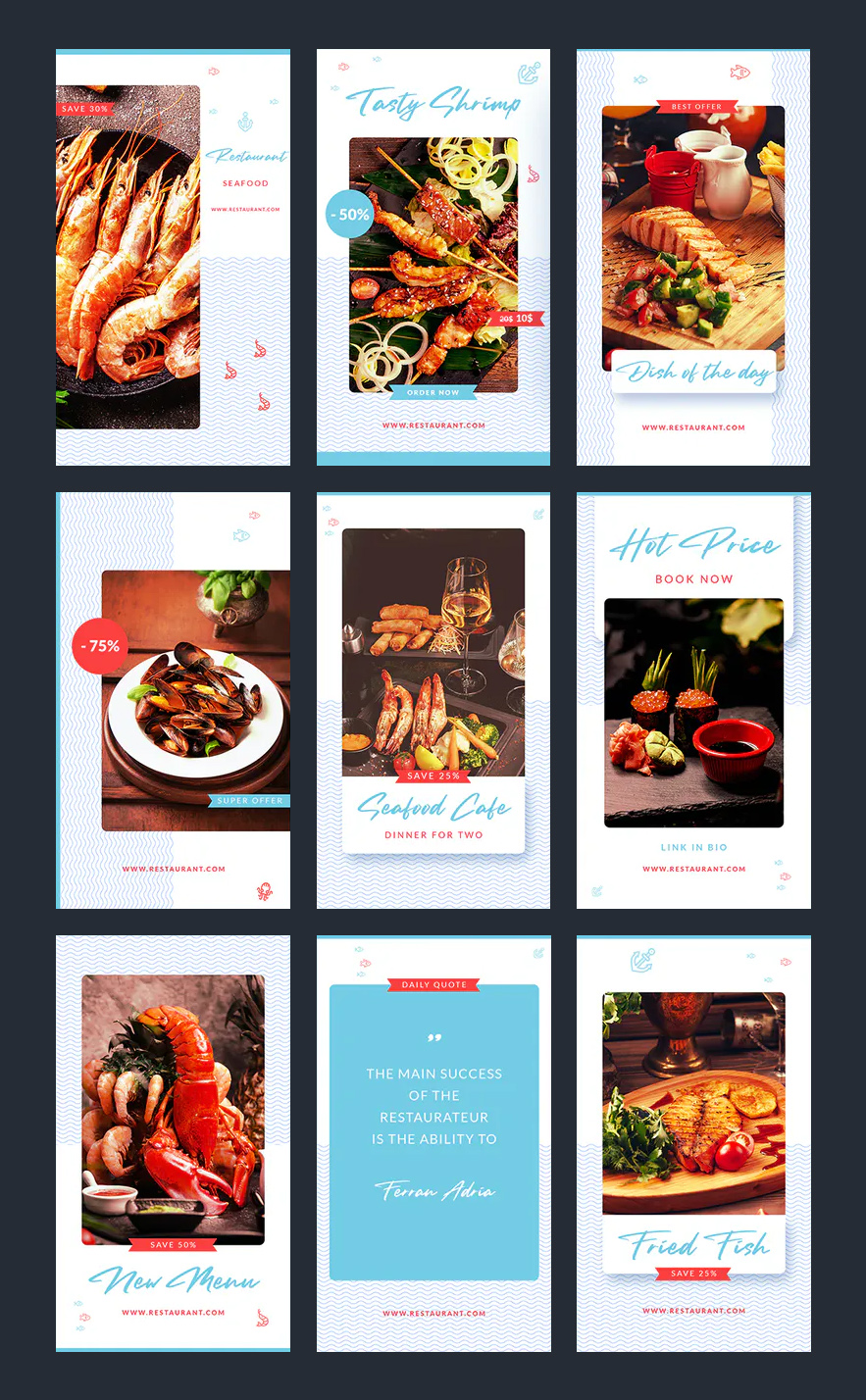 Seafood Restaurant Instagram Stories Templates
