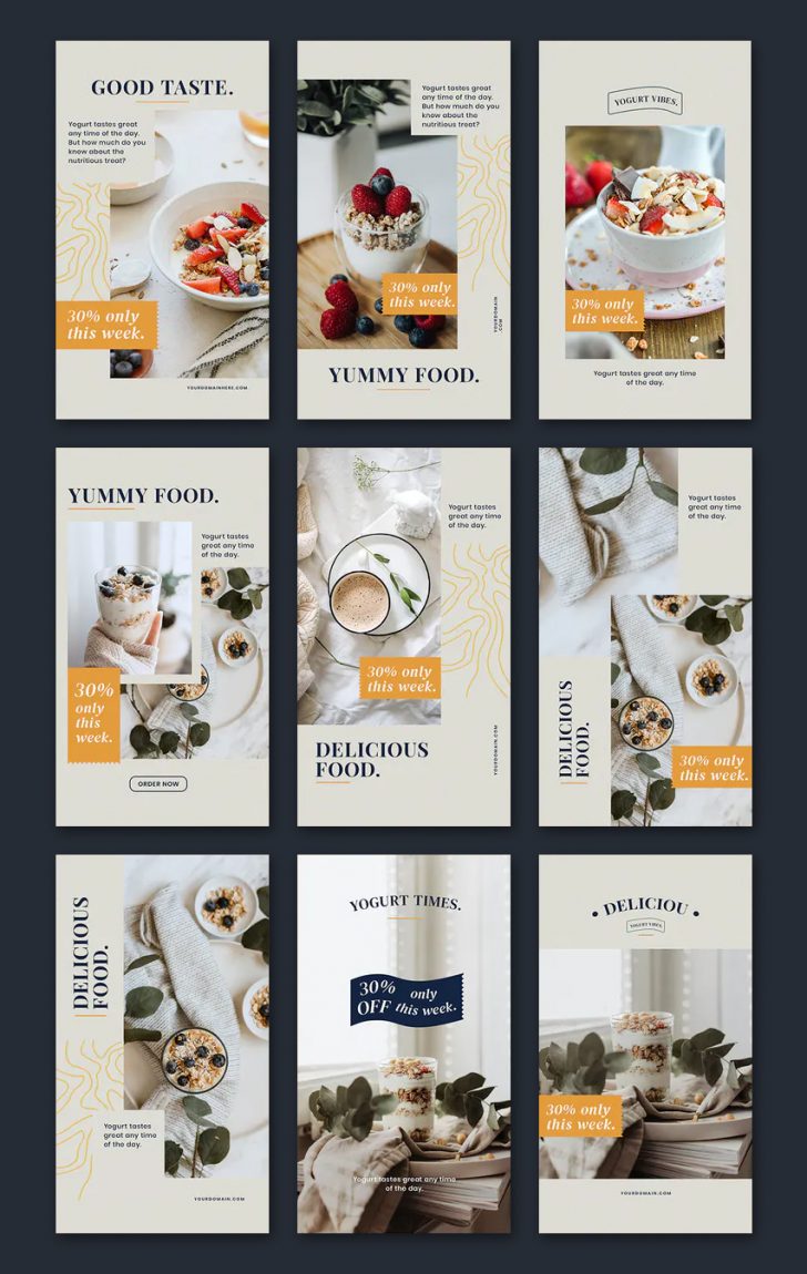 10 Food Instagram Stories Templates • PSD design