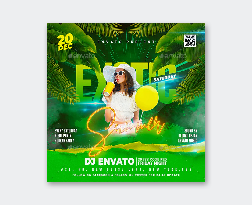 Exotic Summer Party Flyer PSD