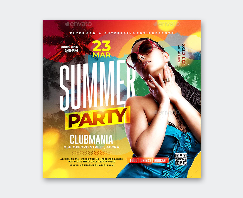 Modern Summer Party Flyer PSD Template
