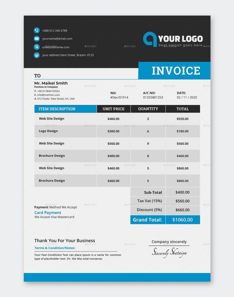 10 Best Microsoft Word Invoice Templates • PSD design