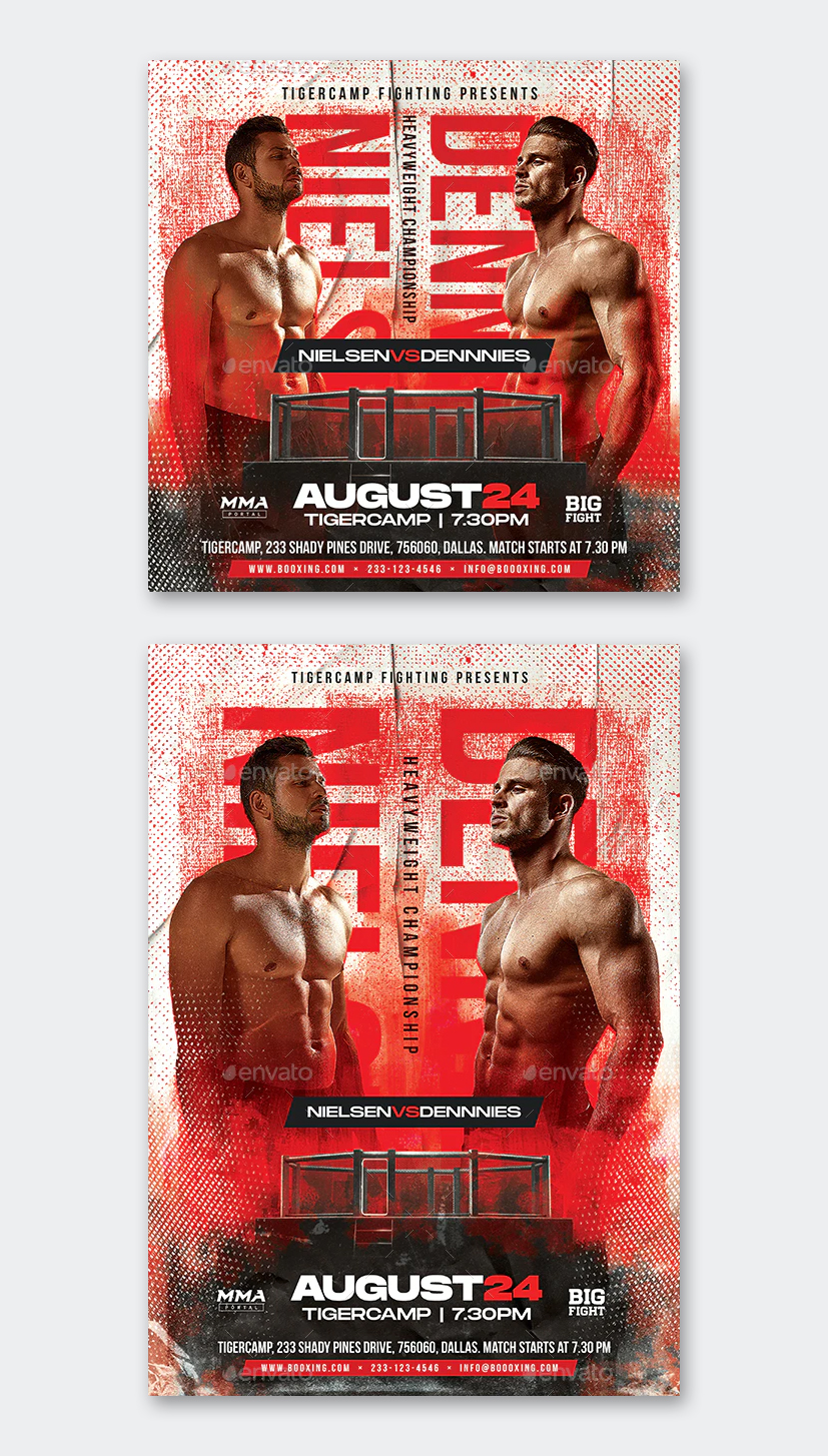 MMA Boxing Flyer Template PSD