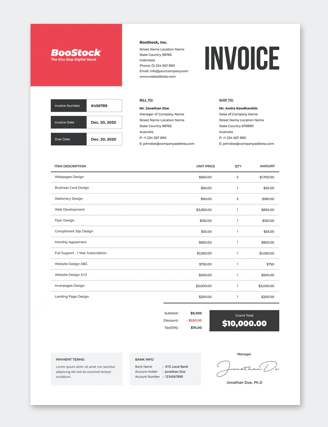 Simple Business Invoice Template