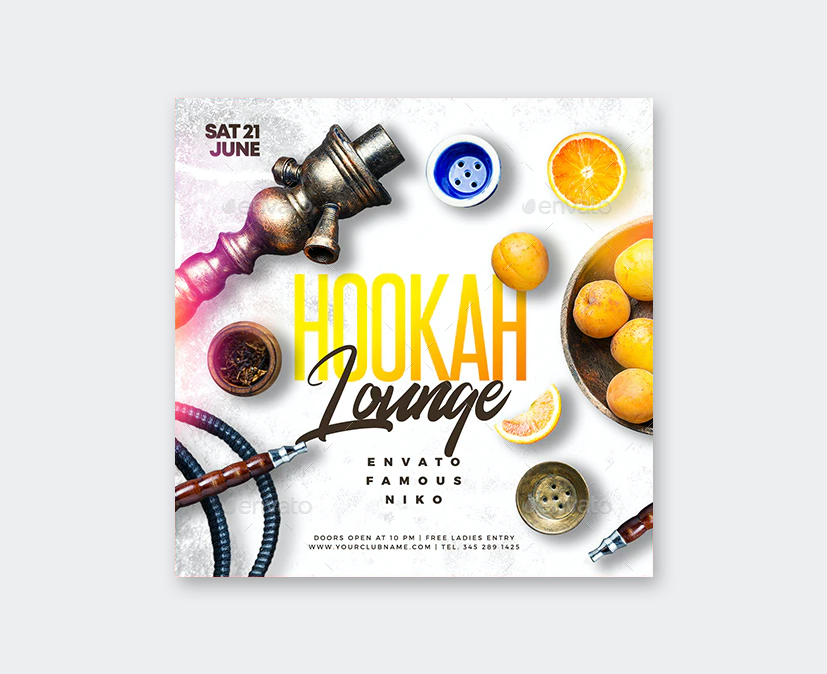 Trendy Hookah Lounge Flyer Template