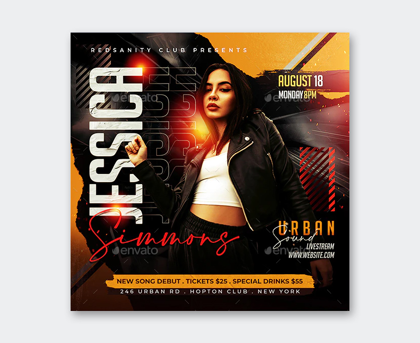 Abstract DJ Party Flyer PSD Design