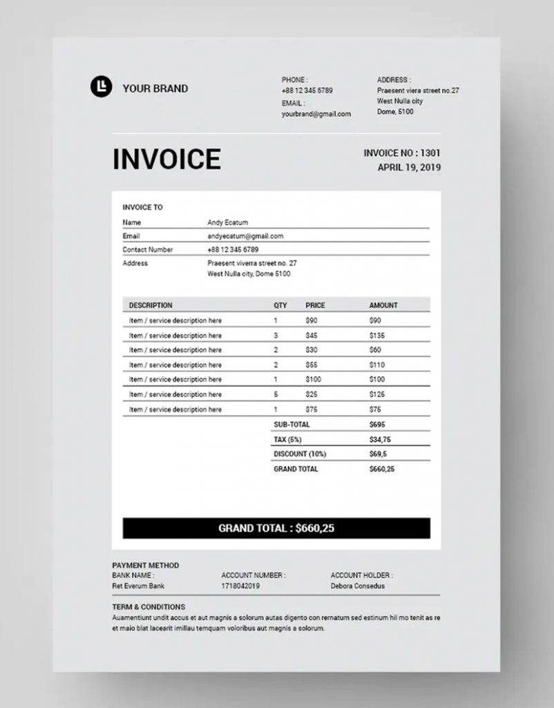15 Best Invoice Templates MS Word • PSD design