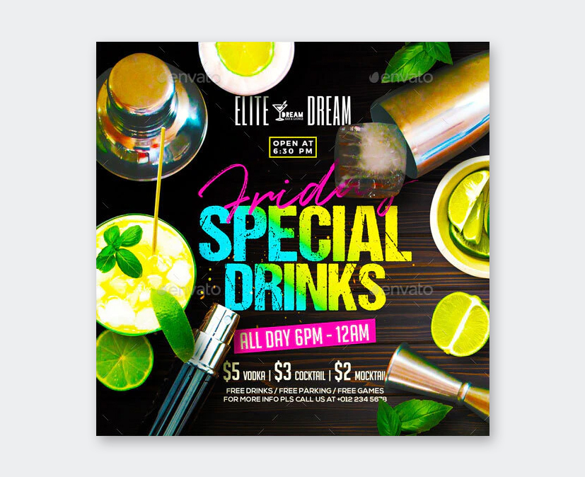 Friday Cocktail Party Flyer PSD Template