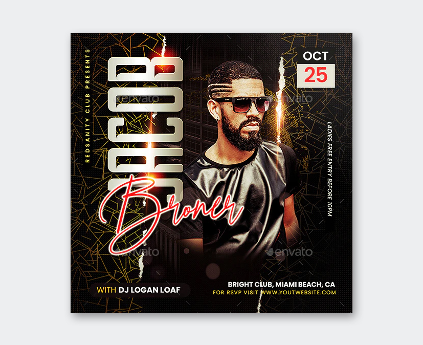 Square Guest DJ Flyer Template PSD