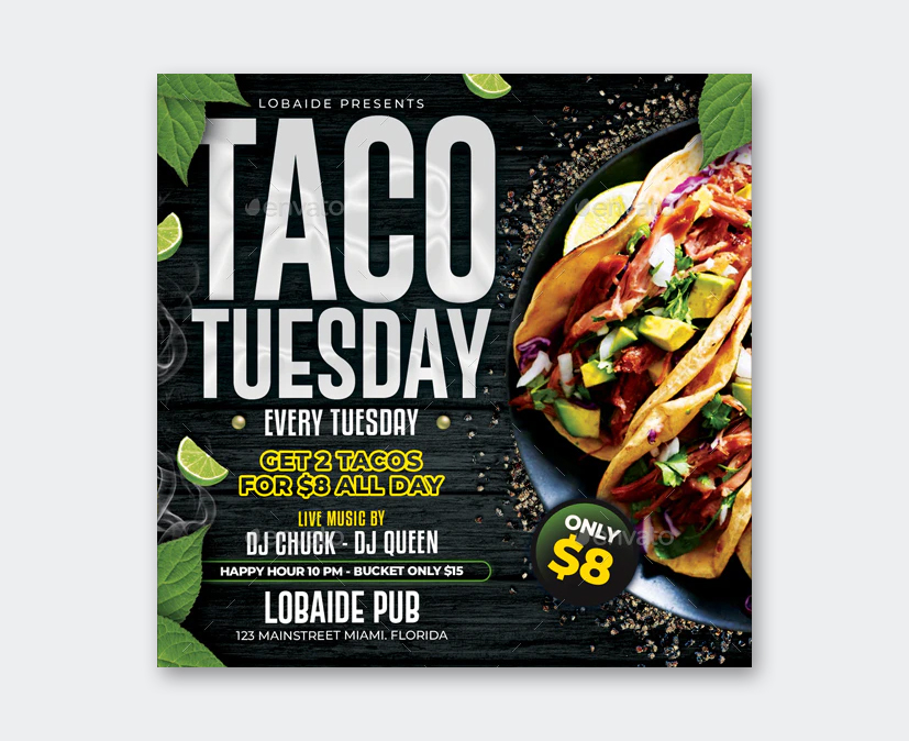 Square Taco Tuesday Flyer Design