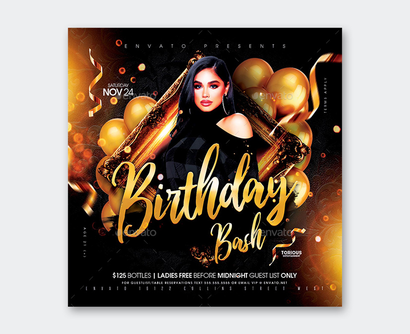Club Birthday Party Flyer Template