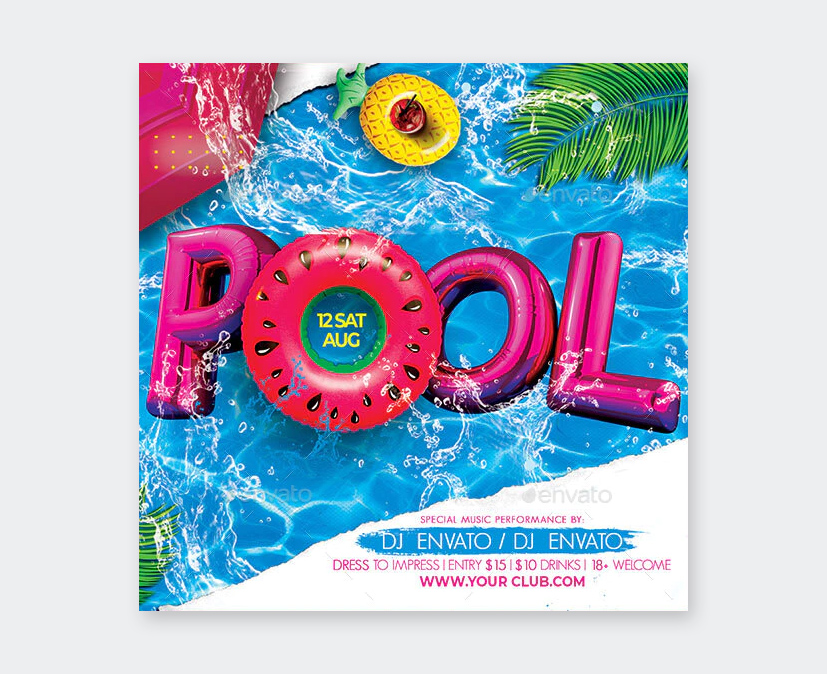 Creative Pool Party Flyer Design