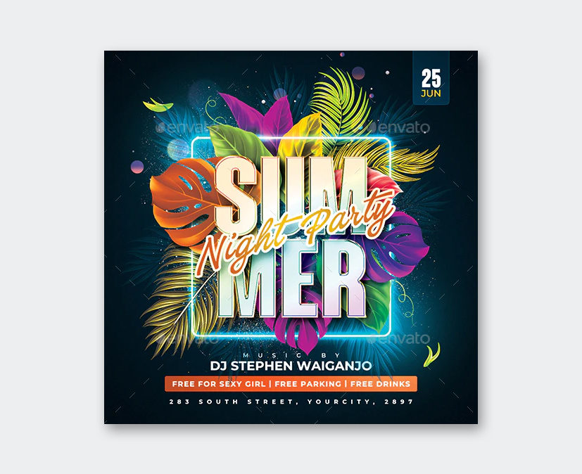 Creative Summer Night Party Flyer Template