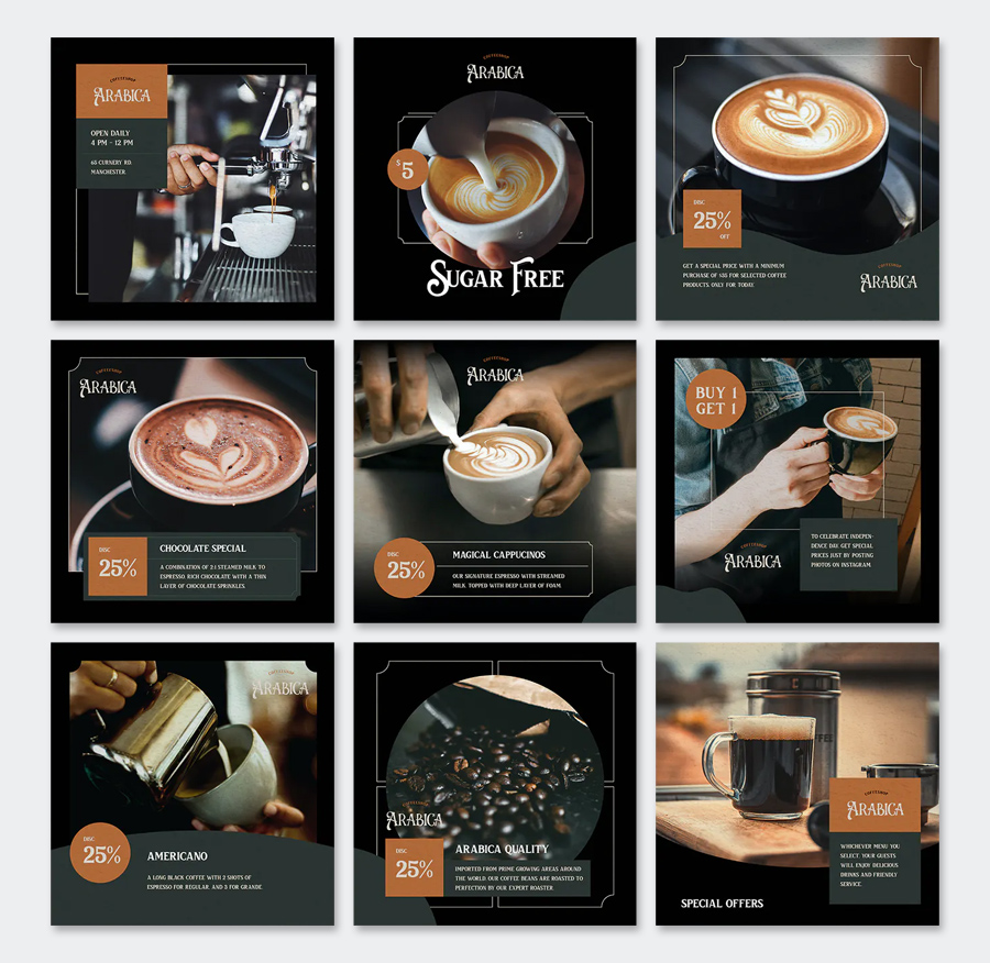 Dark Coffee Instagram Post Templates