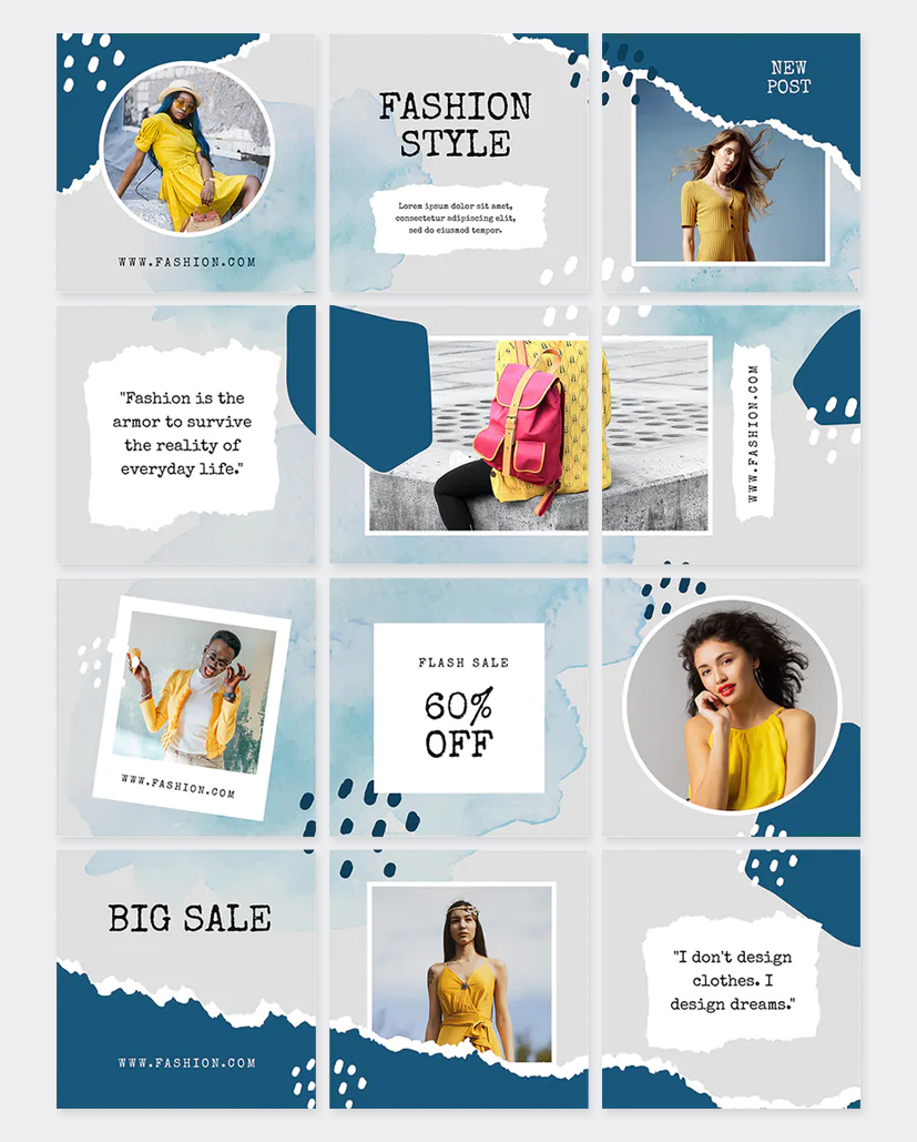 Glamour Fashion Instagram Puzzle Template PSD