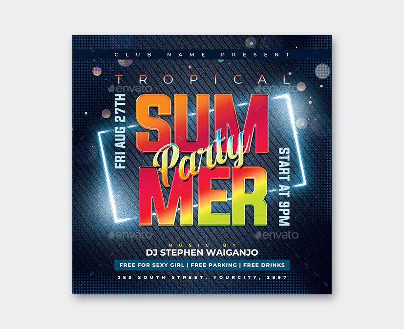 Photoshop Summer Party Flyer PSD