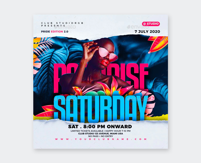 Saturday Summer Party Flyer PSD