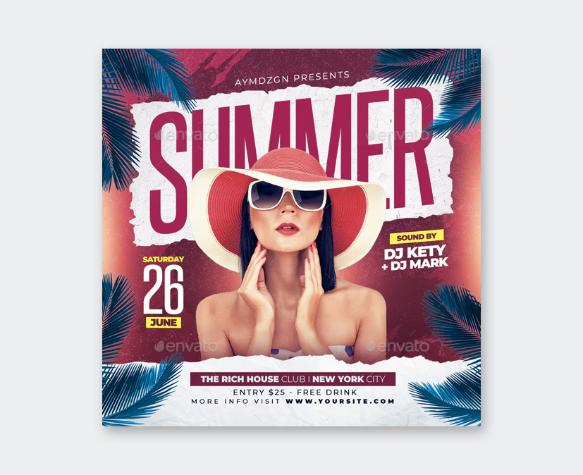 Square Summer Flyer Template