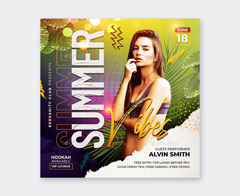 Square Summer Vibes Flyer Design