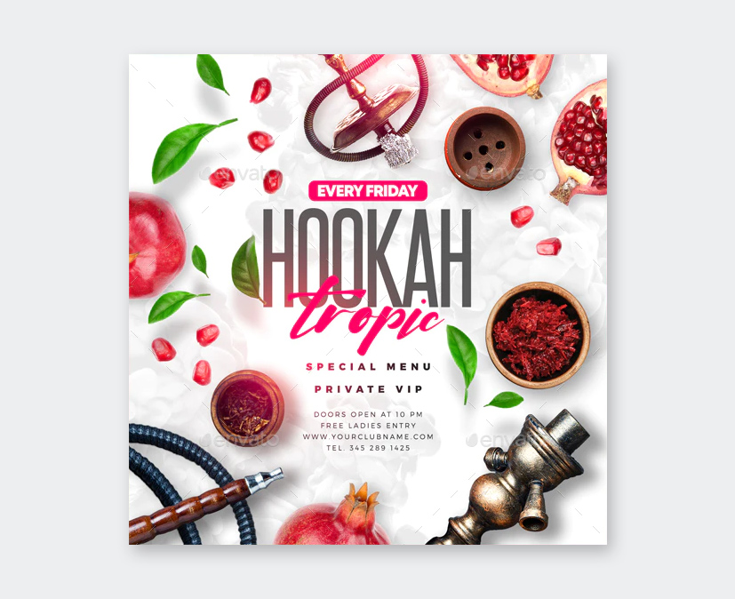 Tropic Hookah Lounge Flyer Design