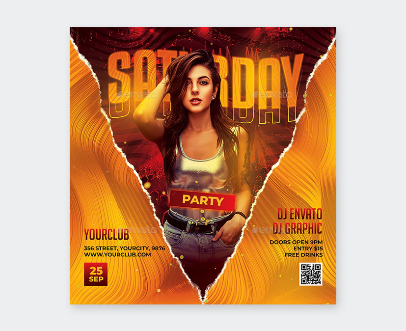 Hot Saturday Party Flyer Design