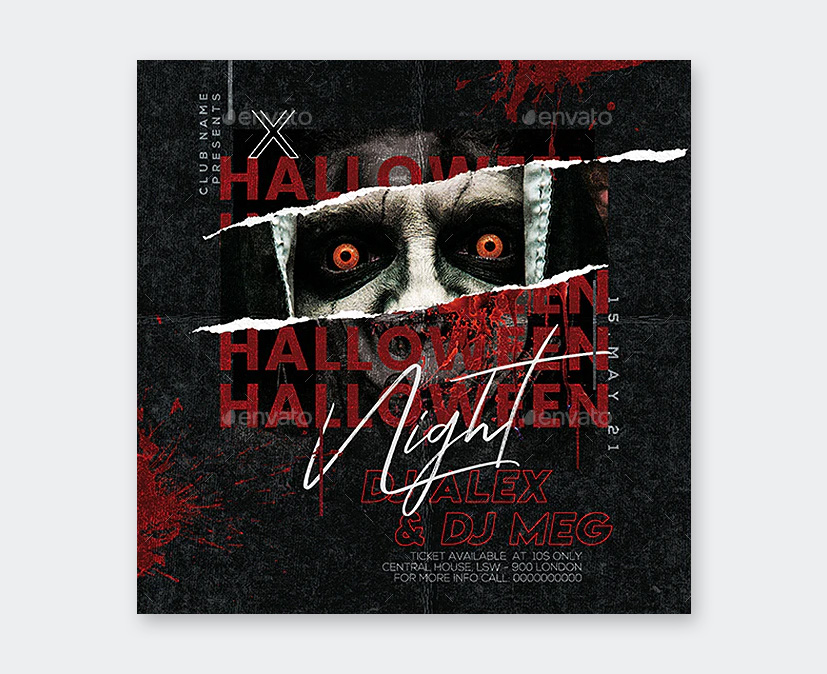 Scary Halloween Party Flyer Template PSD