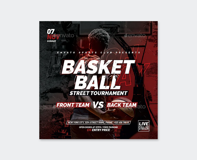 Basketball Street Tournament Flyer Template