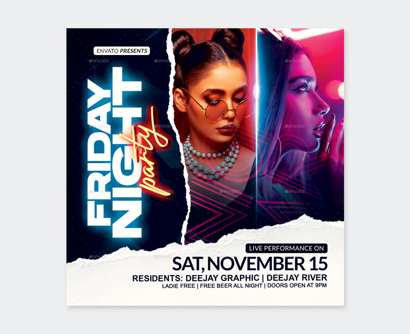 Ladies Night Party Flyer PSD