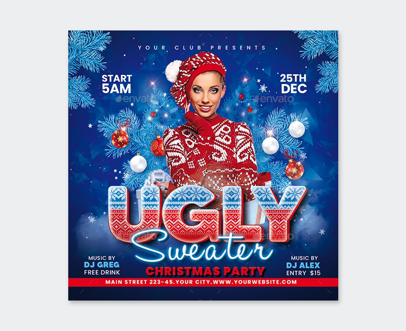Ugly Sweater Party Flyer Design
