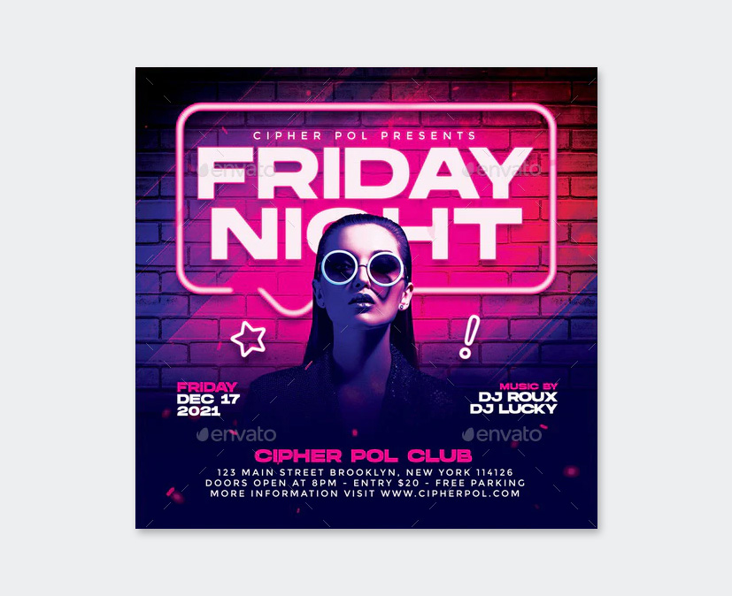 Neon Party Flyer Template PSD