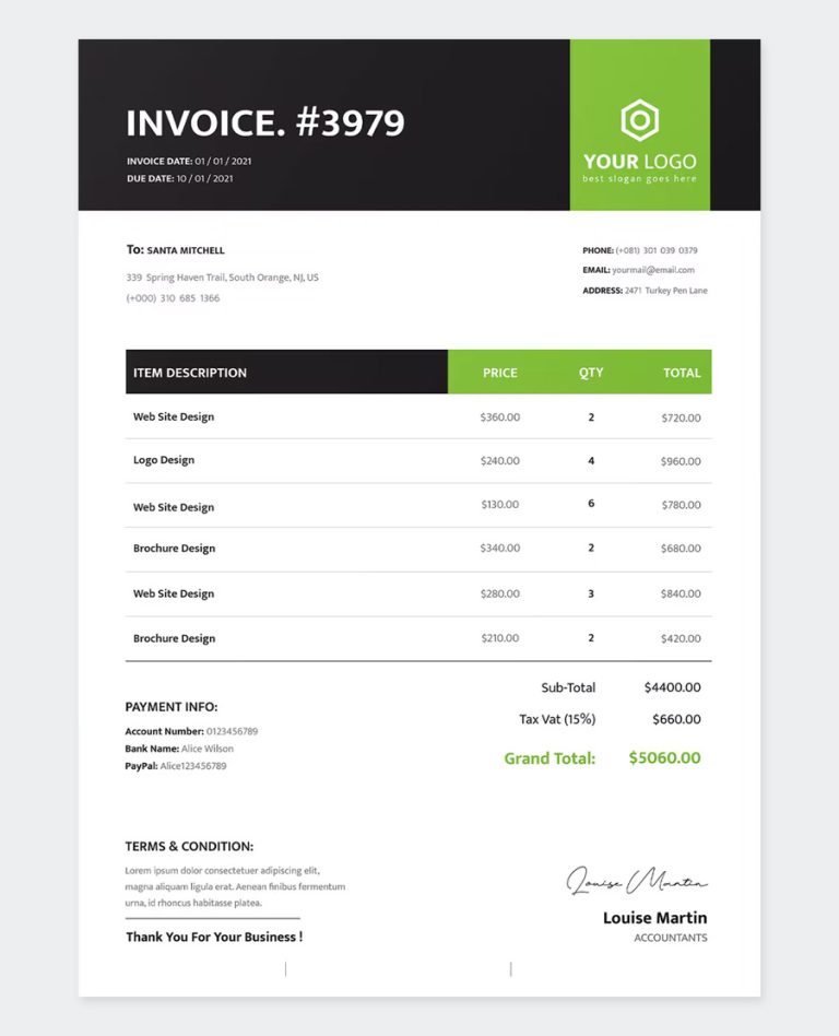 20 Best Invoice Templates Excel • PSD design