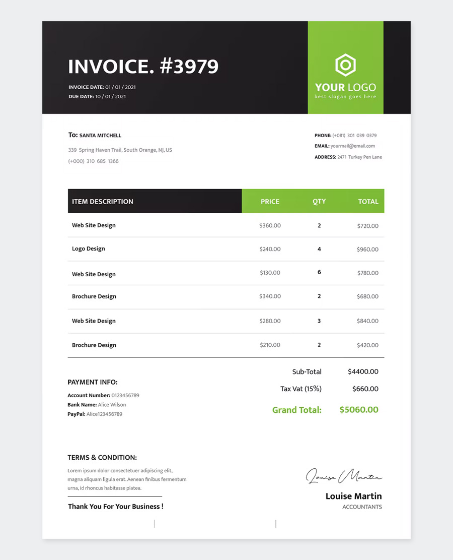 Printable Invoice Template Excel