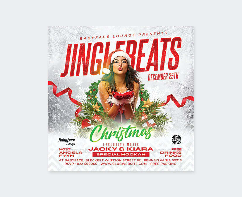 Square Christmas Party Flyer PSD