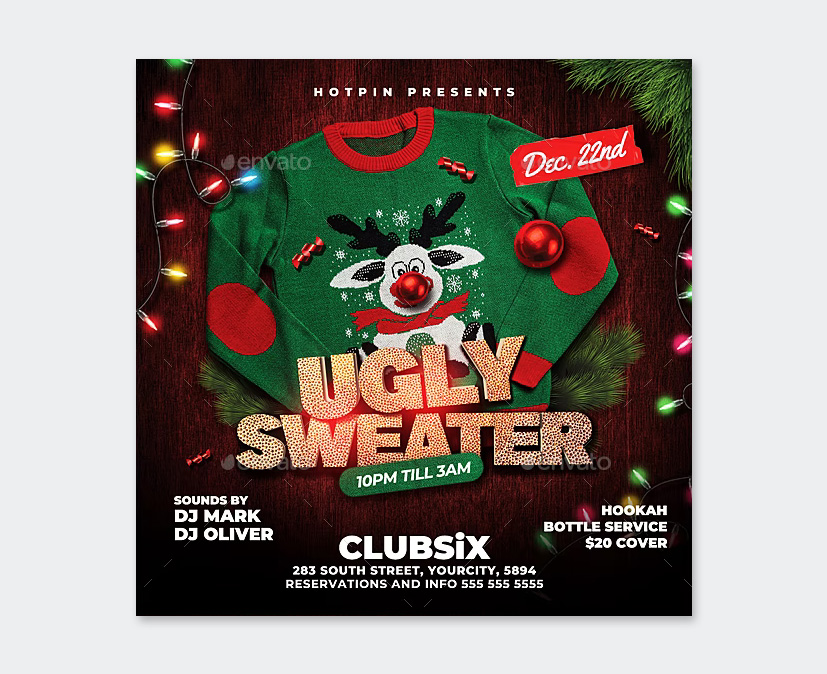 Ugly Sweater Flyer PSD
