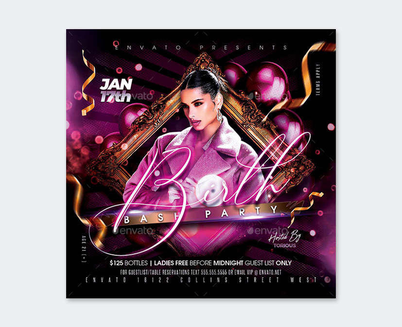 Birthday Bash Party Flyer Template PSD