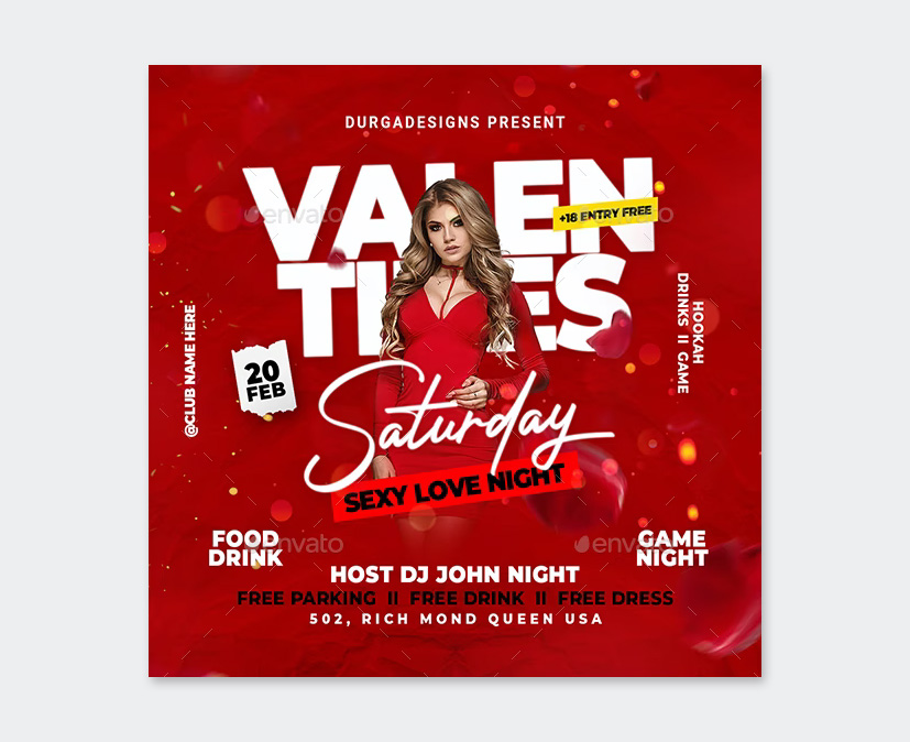 Valentines Party Flyer Templates