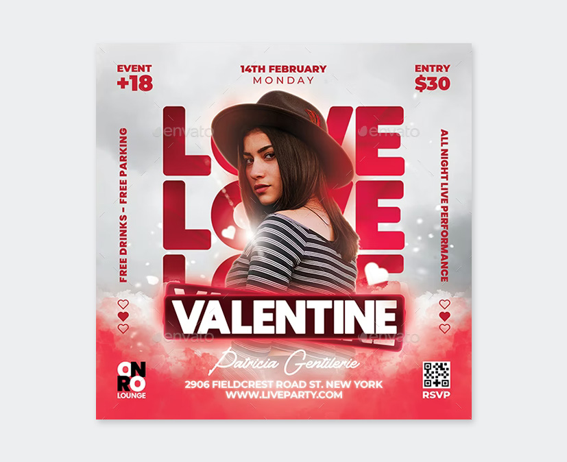 Modern Valentine Party Flyer Design