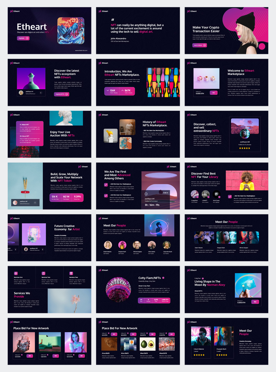 NFTs Marketplace Pitch Deck PowerPoint Template
