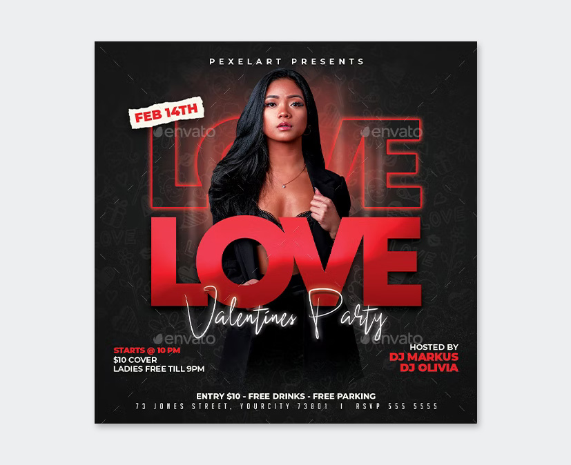 Square Valentines Day Flyer Template